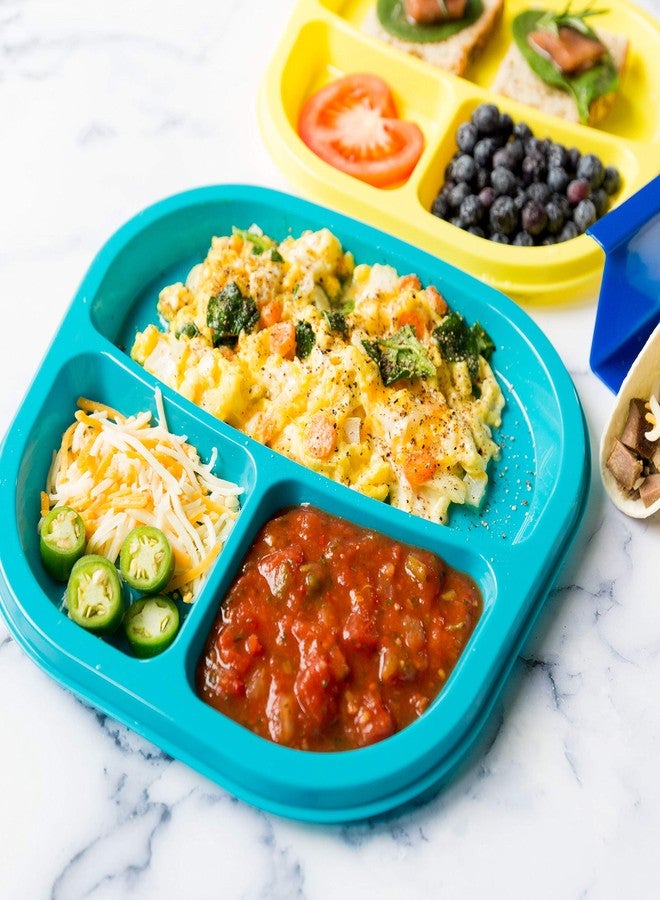 Youngever 3-Compartment Divided Plastic Kids Tray, 3 Compartment Plates, Set of 9 (9 Rainbow Colors) - Image 5